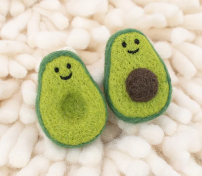 Wool-felted avocado